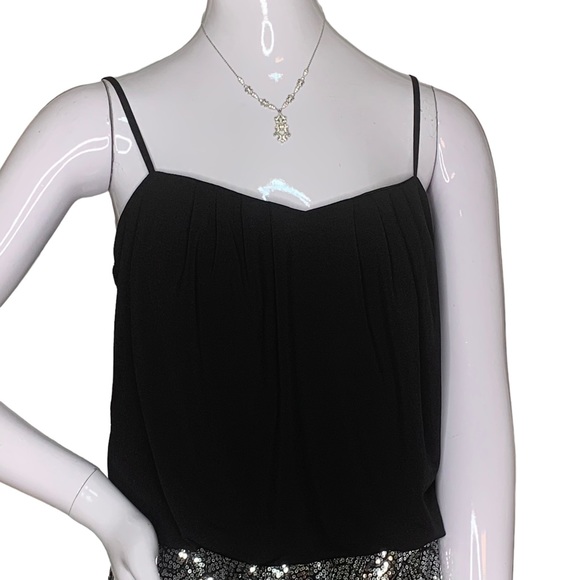 Trixxi Mini Dress Size Small Colorblock Black Blouse and Silver Sequined Skirt - Picture 3 of 8